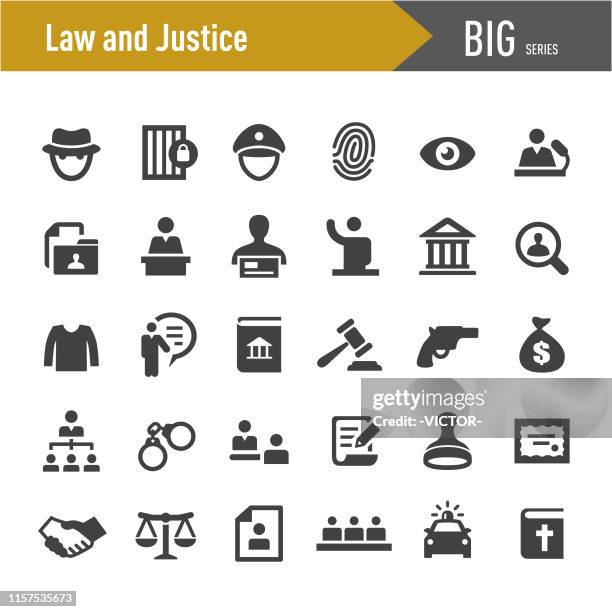 law and justice icons - big series - crime icon stock illustrations