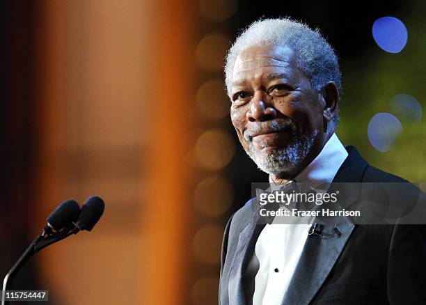 39th Life Achievement Award recipient Morgan Freeman speaks at the 39th AFI Life Achievement Award honoring Morgan Freeman held at Sony Pictures...