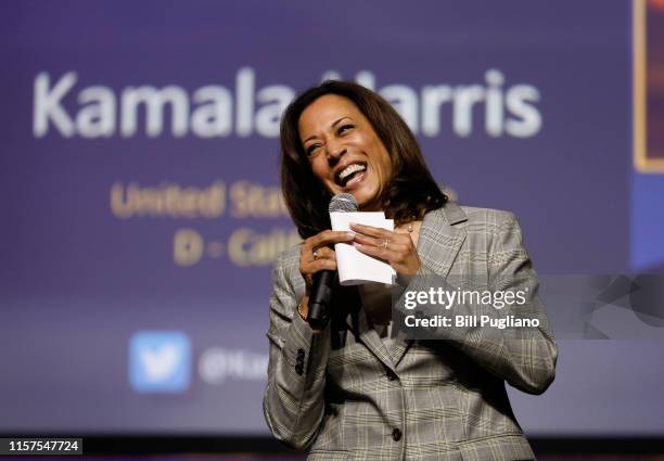 Democratic presidential candidate U.S. Sen. Kamala Harris participates in a Presidential Candidates Forum at the NAACP 110th National Convention on...