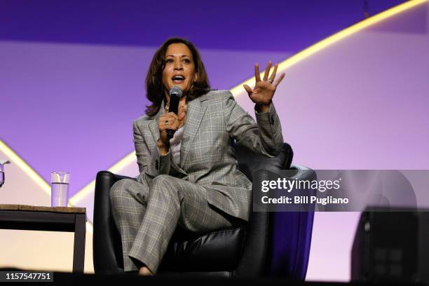 Democratic presidential candidate U.S. Sen. Kamala Harris participates in a Presidential Candidates Forum at the NAACP 110th National Convention on...