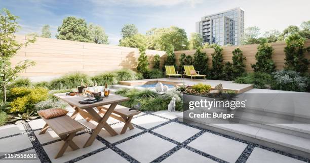 relaxing exterior garden - garden imagens e fotografias de stock