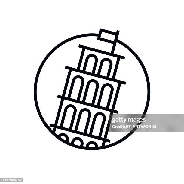 vector pisa tower - umriss-symbol - siena italien stock-grafiken, -clipart, -cartoons und -symbole