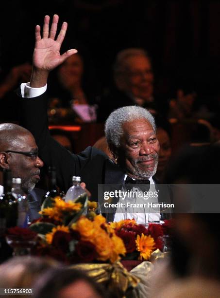 Actor Alfonso Freeman and 39th Life Achievement Award recipient Morgan Freeman in the audience at the 39th AFI Life Achievement Award honoring Morgan...