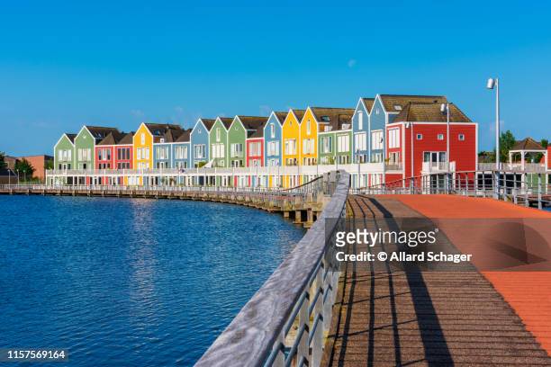 modern multi colored houses in houten netherlands - utrecht stock-fotos und bilder