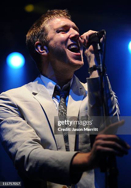 Hamilton Leithauser of The Walkmen performs on stage during Bonnaroo 2011 at That Tent on June 9, 2011 in Manchester, Tennessee.