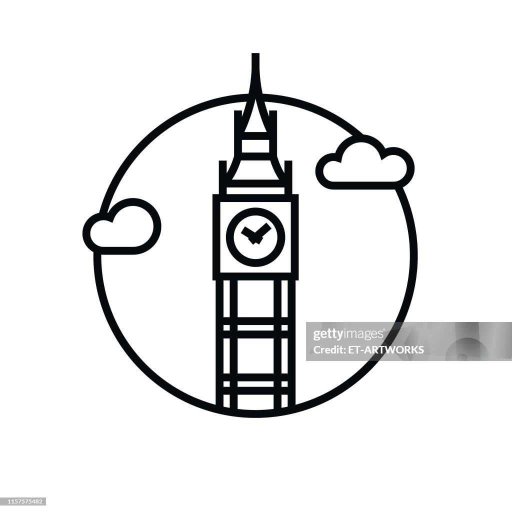 Vector Big Ben Tower - Outline Icon