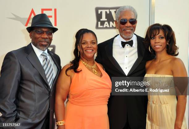 Alfonso Freeman, Deena Adair, 39th Life Achievement Award recipient Morgan Freeman and Morgana Freeman arrive at the 39th AFI Life Achievement Award...