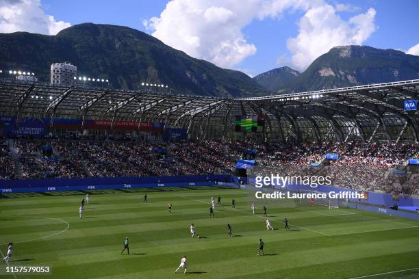 General view inside the stadium during the 2019 FIFA Women's World Cup France Round Of 16 match between Germany and Nigeria at Stade des Alpes on...