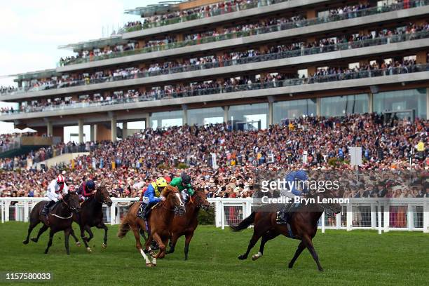 James Doyle riding Blue Point leads the field in The Diamond Jubilee Stakes on day five of Royal Ascot at Ascot Racecourse on June 22, 2019 in Ascot,...