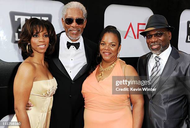Morgana Freeman, 39th Life Achievement Award recipient Morgan Freeman, daughter Deena Adair and son Alfonso Freeman arrive at the 39th AFI Life...