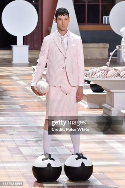 Model walks the runway during the Thom Browne Menswear Spring Summer 2020 show as part of Paris Fashion Week on June 22, 2019 in Paris, France.