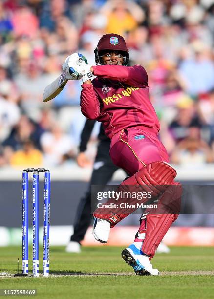 Shimron Hetmyer of West Indies in action batting during the Group Stage match of the ICC Cricket World Cup 2019 between West Indies and New Zealand...