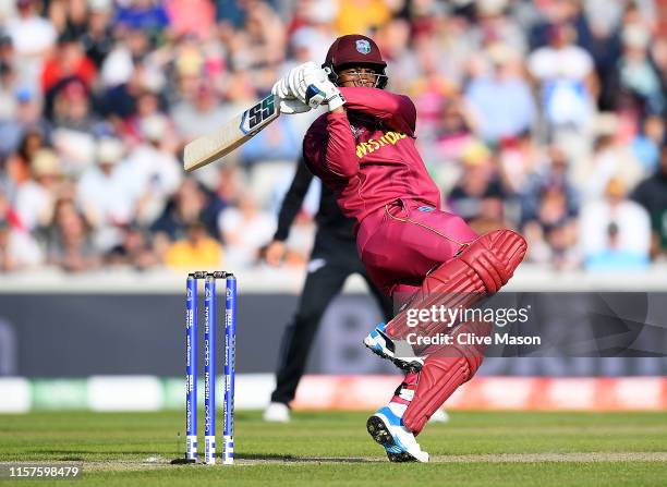 Shimron Hetmyer of West Indies in action batting during the Group Stage match of the ICC Cricket World Cup 2019 between West Indies and New Zealand...