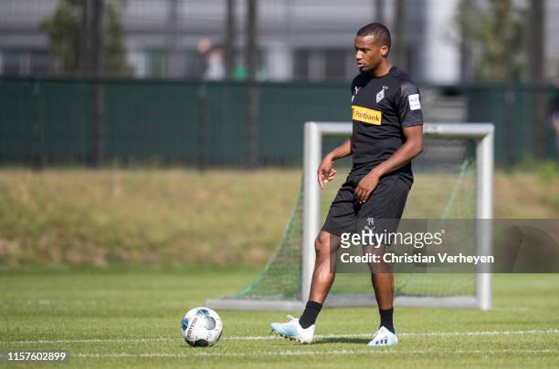 Alassane Plea in action during a Training session of Borussia Moenchengladbach at Borussia-Park on July 24, 2019 in Moenchengladbach, Germany.