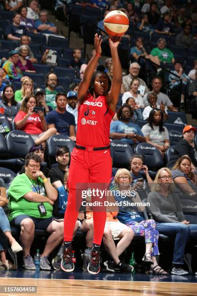 Ariel Atkins of the Washington Mystics shoots the ball against the Minnesota Lynx on July 24, 2019 at the Target Center in Minneapolis, Minnesota...