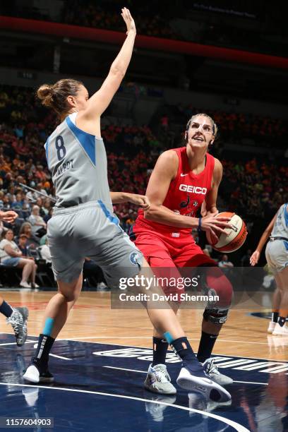 Elena Delle Donne of the Washington Mystics looks to shoot against the Minnesota Lynx on July 24, 2019 at the Target Center in Minneapolis, Minnesota...