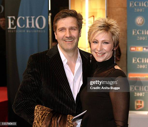 Hans Singer and Claudia Jung during 2007 Echo Awards - Red Carpet at Palais am Funkturm in Berlin, Berlin, Germany.