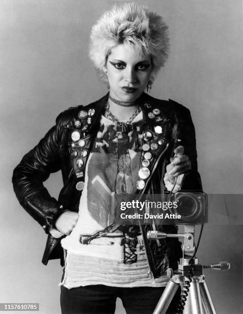 Punk fan poses for a portrait at the photographer's studio in Lower Manhattan, New York City, New York, in 1981.