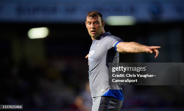 Lincoln City's Matt Rhead during the Pre-Season Friendly match between Lincoln City and Stoke City at Sincil Bank Stadium on July 24, 2019 in...