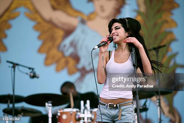 Amy Winehouse during Isle of Wight Festival - Day 2 at Seaclose Park in Newport, Isle of Wight, United Kingdom.