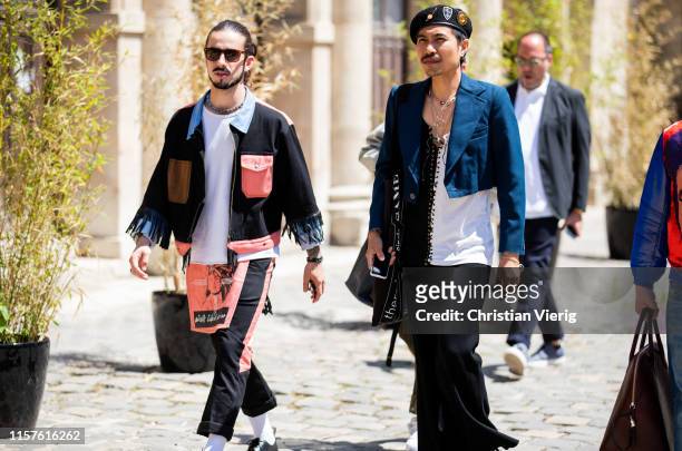 Guests seen outside Thom Browne during Paris Fashion Week - Menswear Spring/Summer 2020 on June 22, 2019 in Paris, France.