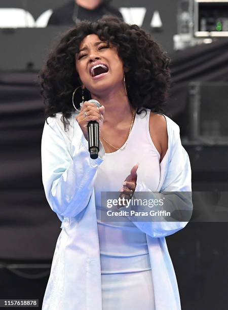 Katlyn Nichol performs at the BETX Celebrity Basketball Game Sponsored By Sprite during the BET Experience at Los Angeles Convention Center on June...