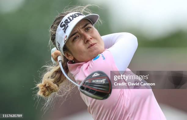 Hannah Green of Australia plays her tee shot on the par 4, ninth hole during the third round of the 2019 Women's PGA Championship at Hazeltine...