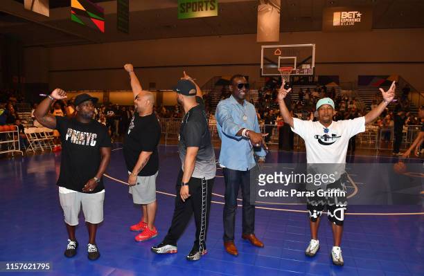 Antron Mccray, Raymond Santana, Kevin Richardson, Yusef Salaam, and Korey Wise, collectively known as the "Central Park Five", attend the BETX...