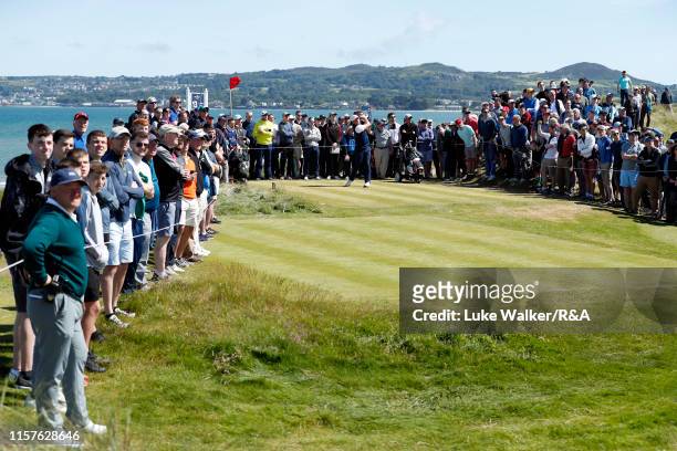 James Sugrue of Ireland in action during the final of the R&A Amateur Championship during day six of the R&A Amateur Championship at Portmarnock Golf...
