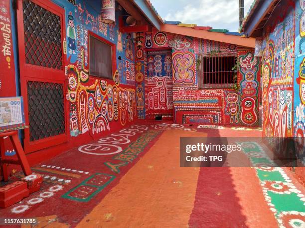 An old man paint a rainbow military dependants' village on 24th July, 2019 in Taichung,Taiwan,China.