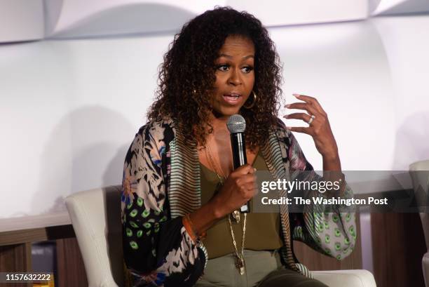 Michelle Obama is pictured at the 2019 Beating the Odds Summit at Howard University on Tuesday, July 23, 2019. Reach Higher, started by former First...