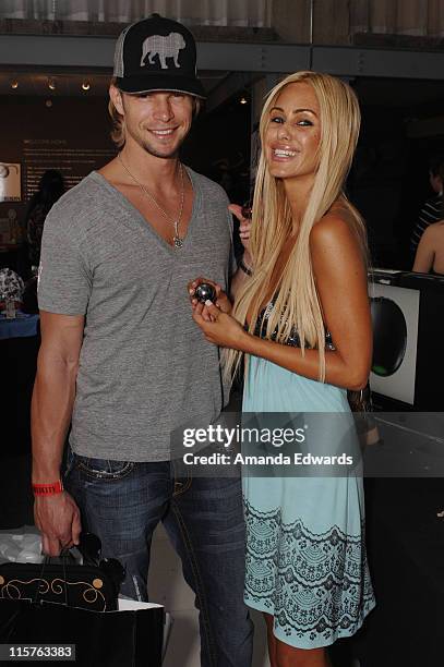 Johnny Matlick and Shauna Sand attend the Samsung booth at Melanie Segal's Hollywood Platinum Lounge at The W Hotel on May 29, 2008 in Hollywood,...