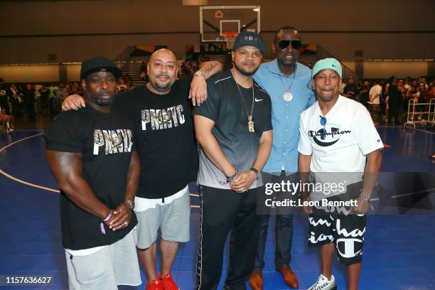 Antron McCray, Raymond Santana, Kevin Richardson, Yusef Salaam and Korey Wise of the Central Park 5 attend the BETX Celebrity Basketball Game...