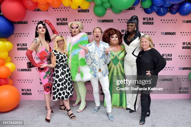 Violet Chachki, Diane Anderson-Minshall, Kim Chi, Carson Kressley, Ginger Minj, Bob the Drag Queen and Susan Vance attend Beverly Center x The...