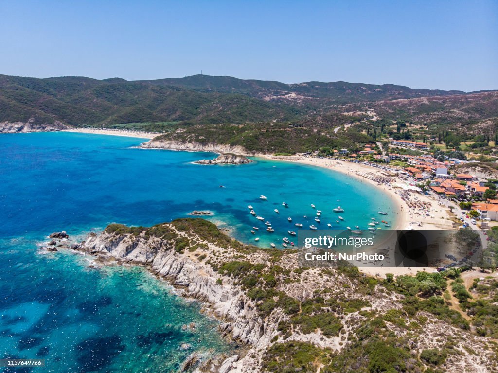 Drone Images Of Kalamitsi Beach In Halkidiki, Greece