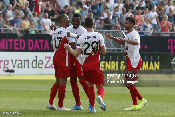 , Sean Klaiber of FC Utrecht, Gyrano Kerk of FC Utrecht, Nick Venema of FC Utrecht, Adam Maher of FC Utrecht during the UEFA Europa League second...