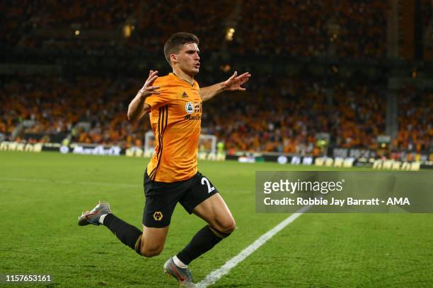 Ruben Vinagre of Wolverhampton Wanderers celebrates after scoring a goal to make it 2-0 during the UEFA Europa League Second Qualifying round 1st Leg...