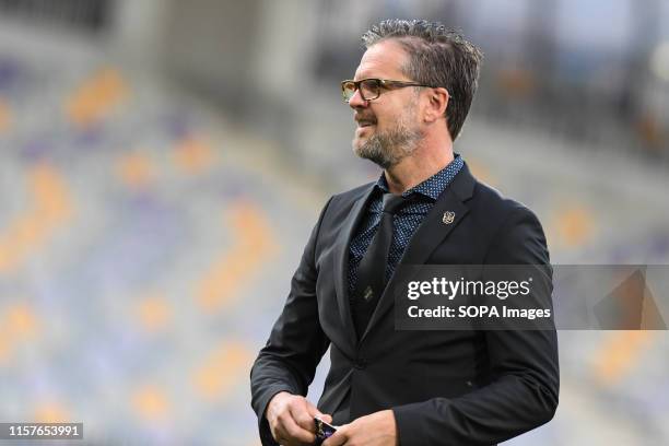 Rikard Norling, head coach of AIK seen during the Second qualifying round of the UEFA Champions League between NK Maribor and AIK Football at the...