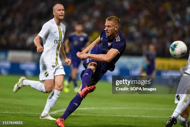 Andrej Kotnik of Maribor in action during the Second qualifying round of the UEFA Champions League between NK Maribor and AIK Football at the Ljudski...