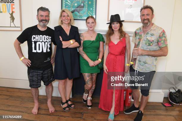 Pure Evil aka Charles Uzzell-Edwards, Joanna Ham, Alex May Hughes, Lauren Baker and Dan Hillier attend Print Club London's 'Choose Love'...