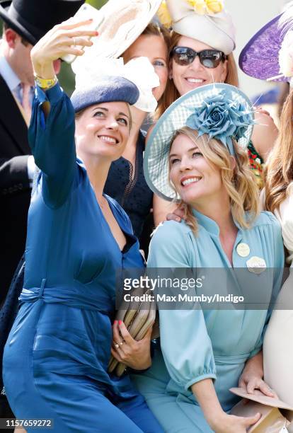 Autumn Phillips poses for a selfie with Anna-Louise Felstead on day five of Royal Ascot at Ascot Racecourse on June 22, 2019 in Ascot, England.