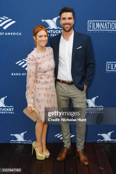 Actress Brittany Snow and Tyler Stanaland attend the Screenwriters Tribute at Sconset Casino during the 2019 Nantucket Film Festival - Day Four on...