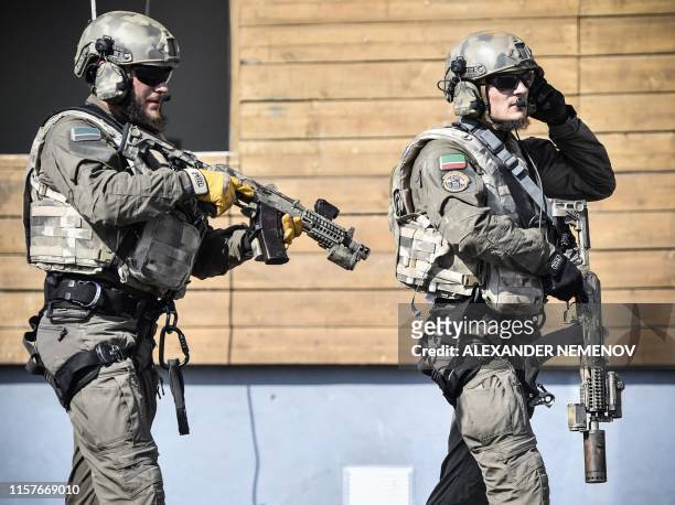 Chechen special force troopers attend a training session at a 'Russian Spetsnaz University' special force training centre in the town of Gudermes in...