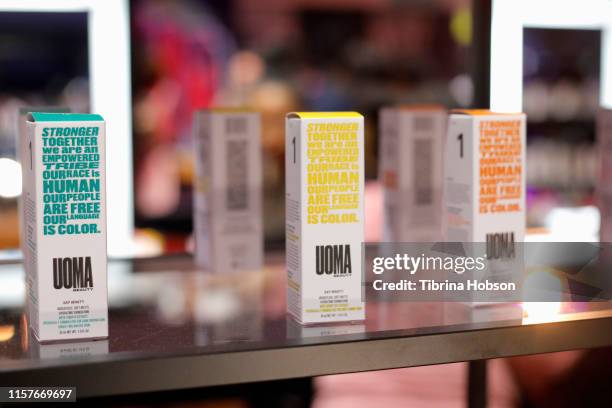 Beauty products are displayed at BET Her Presents Fashion & Beauty during the BET Experience at Los Angeles Convention Center on June 22, 2019 in Los...