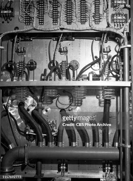 Television transmitter equipment located in the Chrysler Building tower . October 1, 1946.