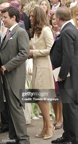 Kate Middleton during Laura Parker Bowles and Harry Lopes  Wedding at St Cyriac's Church in Lacock, Great Britain.