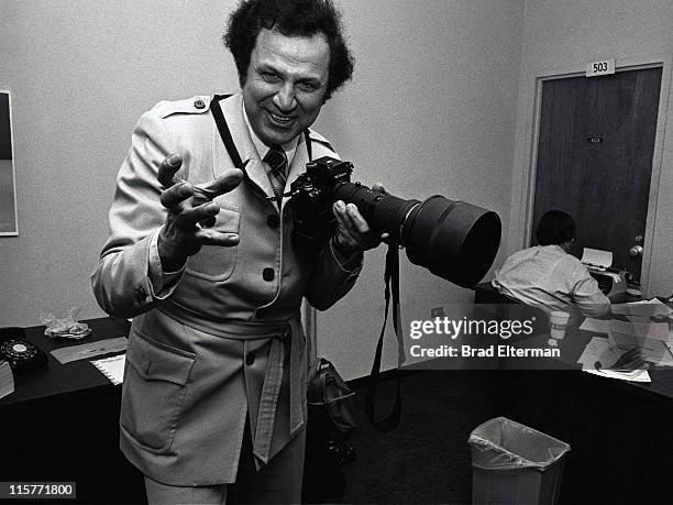 Photographer Ron Galella backstage at a Leif Garrett concert in Houston, Texas. **EXCLUSIVE**
