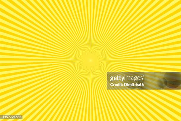 illustrations, cliparts, dessins animés et icônes de rayons de soleil : fond de rayons jaunes - line art