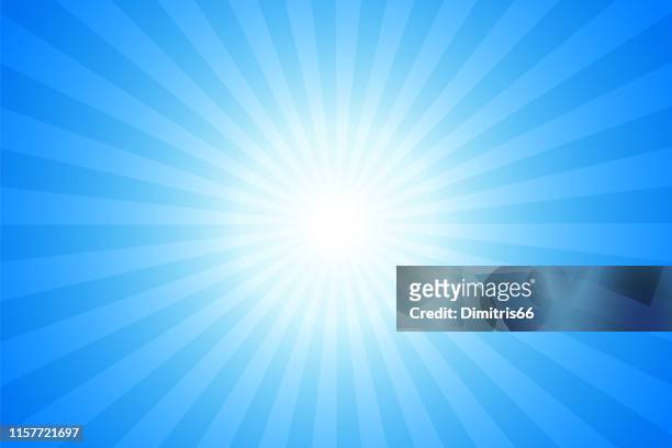 illustrazioni stock, clip art, cartoni animati e icone di tendenza di raggi del sole: sfondo raggi luminosi - sfondo blu
