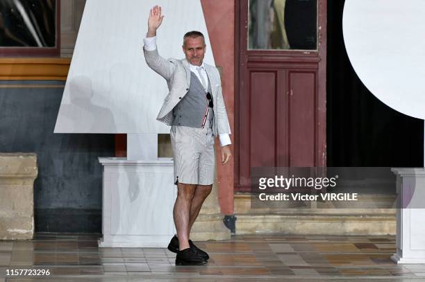 Fashion designer Thom Browne walks the runway during the Thom Browne Menswear Spring Summer 2020 fashion show as part of Paris Fashion Week on June...
